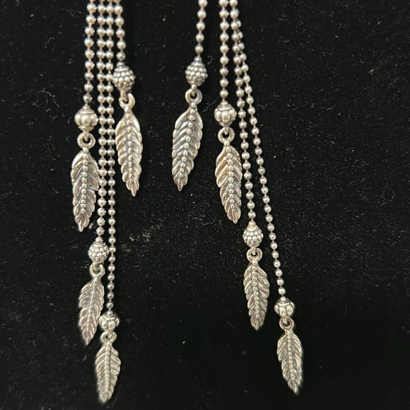 Lagos long chain dangling leaf earrings for pierced ears - Picture 6 of 8